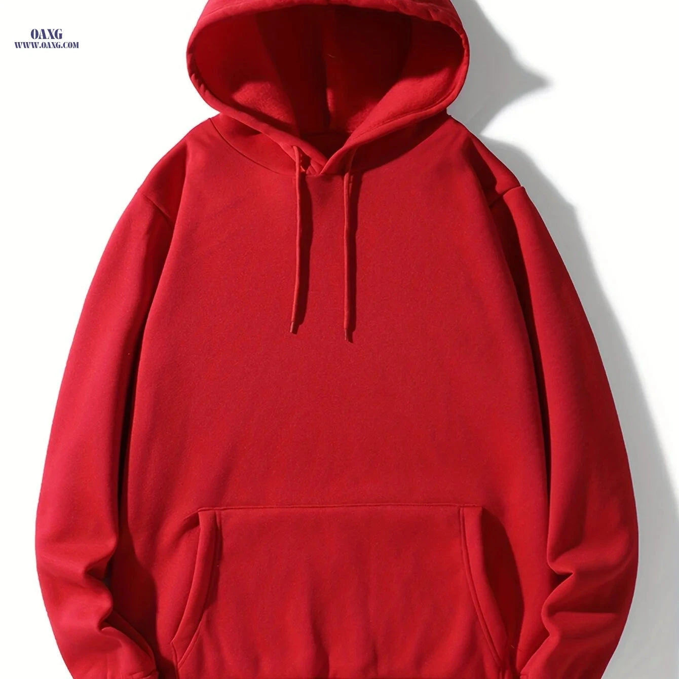 Men's Solid Color Hoodie - Casual Pullover with Kangaroo Pocket   OAXG 