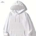 Men's Solid Color Hoodie - Casual Pullover with Kangaroo Pocket   OAXG White / FR XXXL