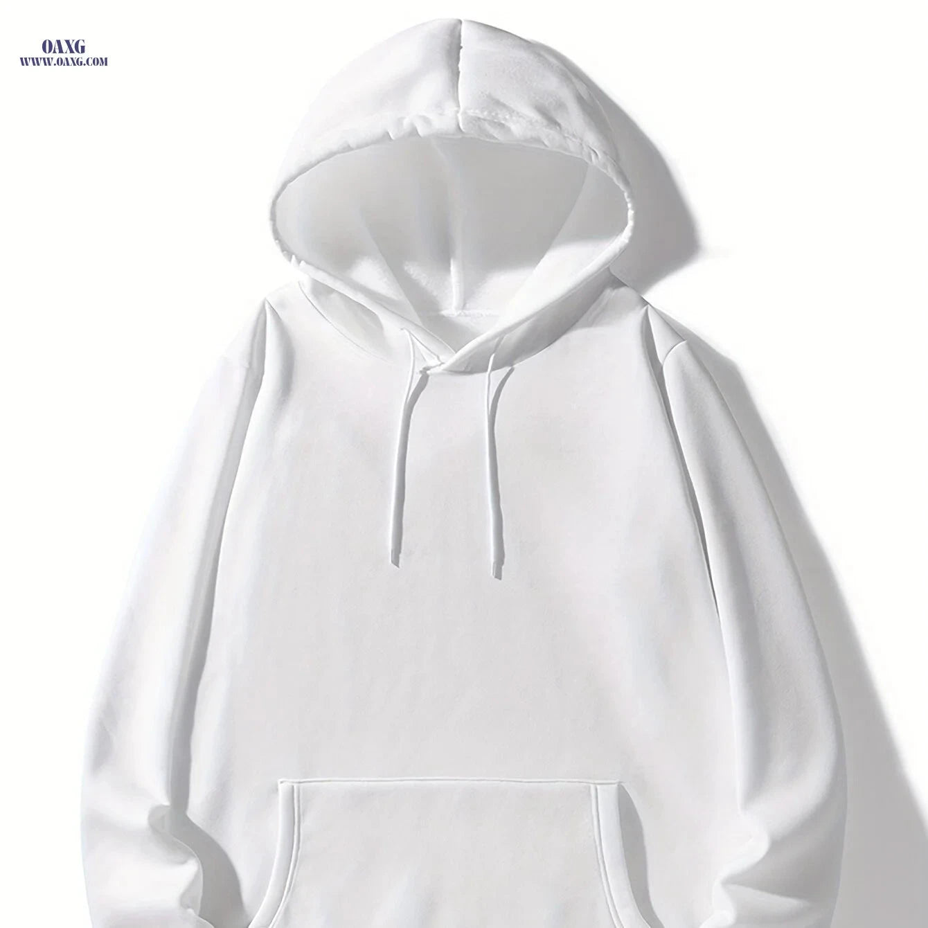 Men's Solid Color Hoodie - Casual Pullover with Kangaroo Pocket   OAXG White / FR XXXL