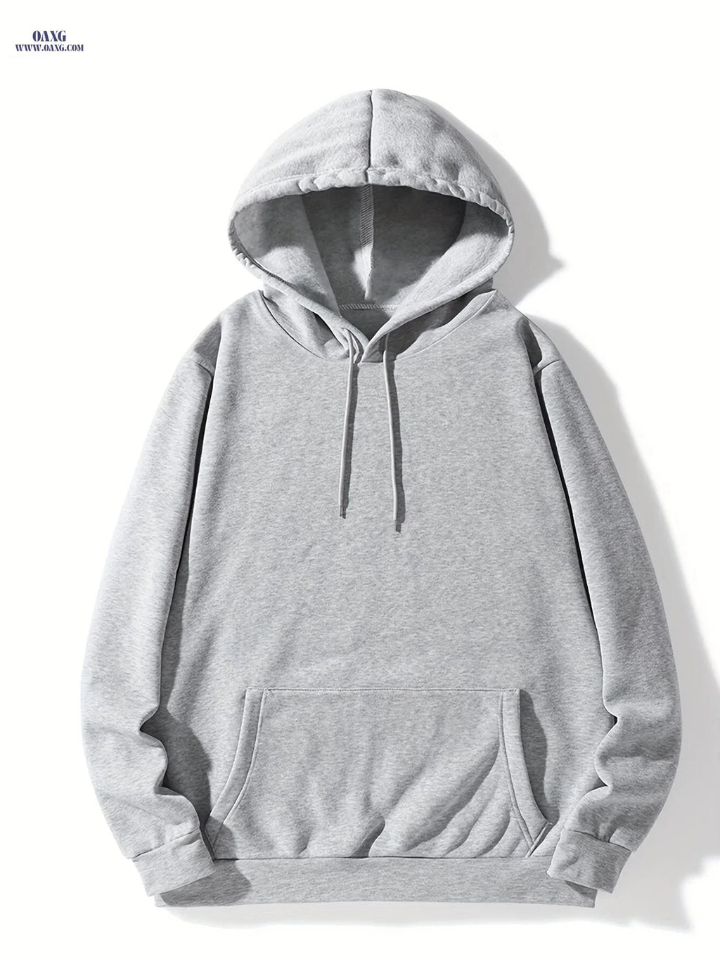 Men's Solid Color Hoodie - Casual Pullover with Kangaroo Pocket   OAXG 