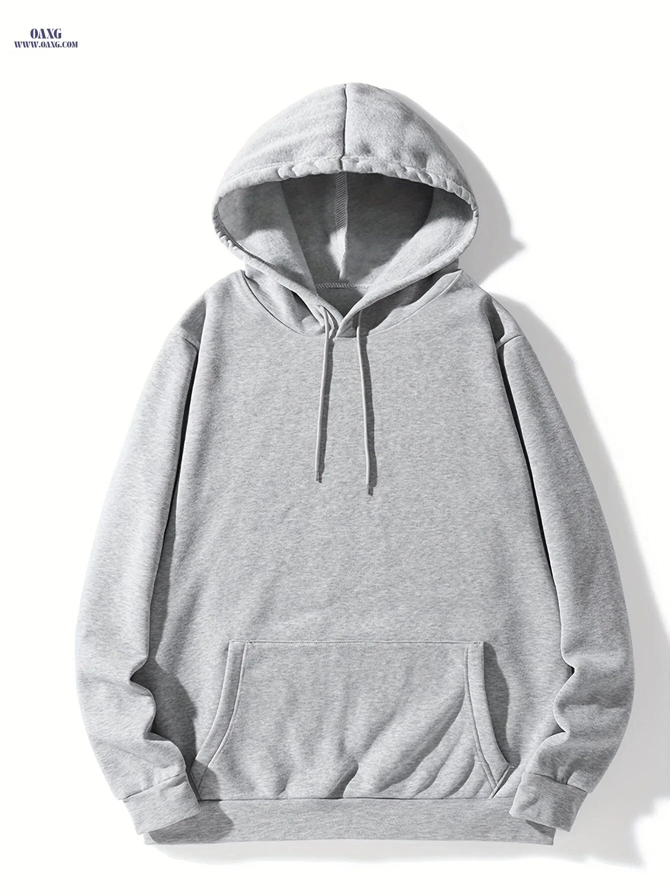 Men's Solid Color Hoodie - Casual Pullover with Kangaroo Pocket   OAXG 