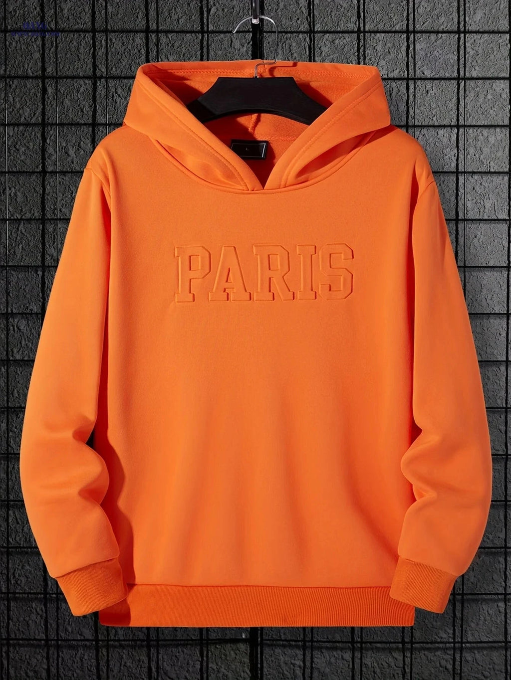 Men's Solid Color Hoodie - Stylish Letter Print, Perfect for Fall   OAXG Orange / FR S