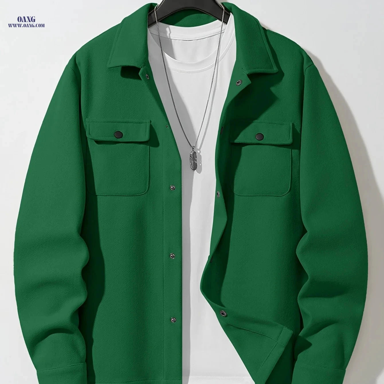 Men's Solid Color Jacket - Sporty Woolen Design for Fall/Winter   OAXG Apricot / FR XS