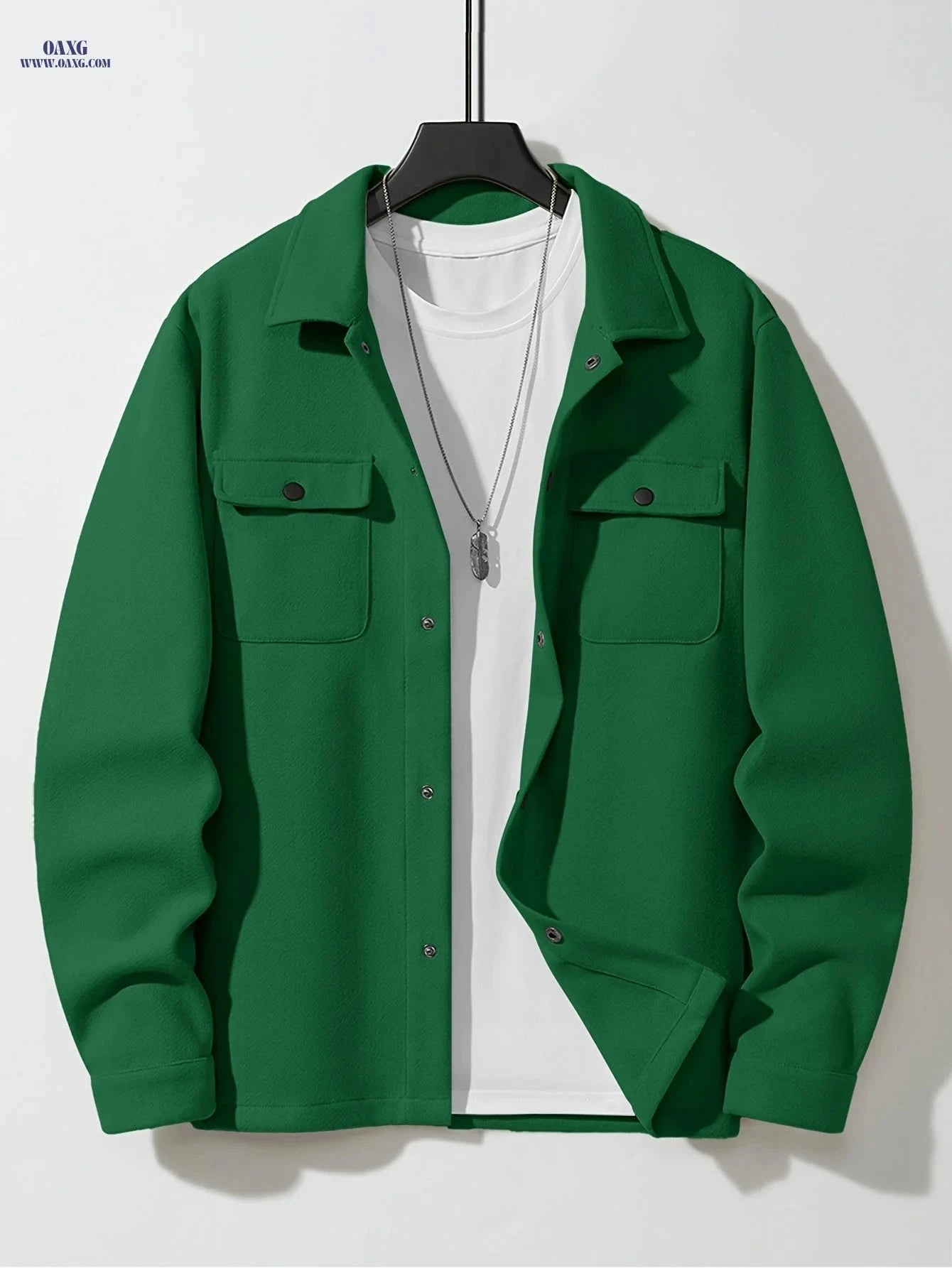 Men's Solid Color Jacket - Sporty Woolen Design for Fall/Winter   OAXG Apricot / FR XS