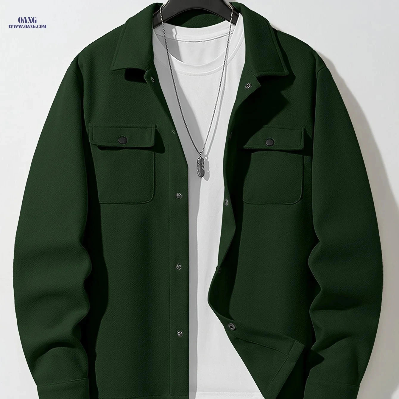 Men's Solid Color Jacket - Sporty Woolen Design for Fall/Winter   OAXG 
