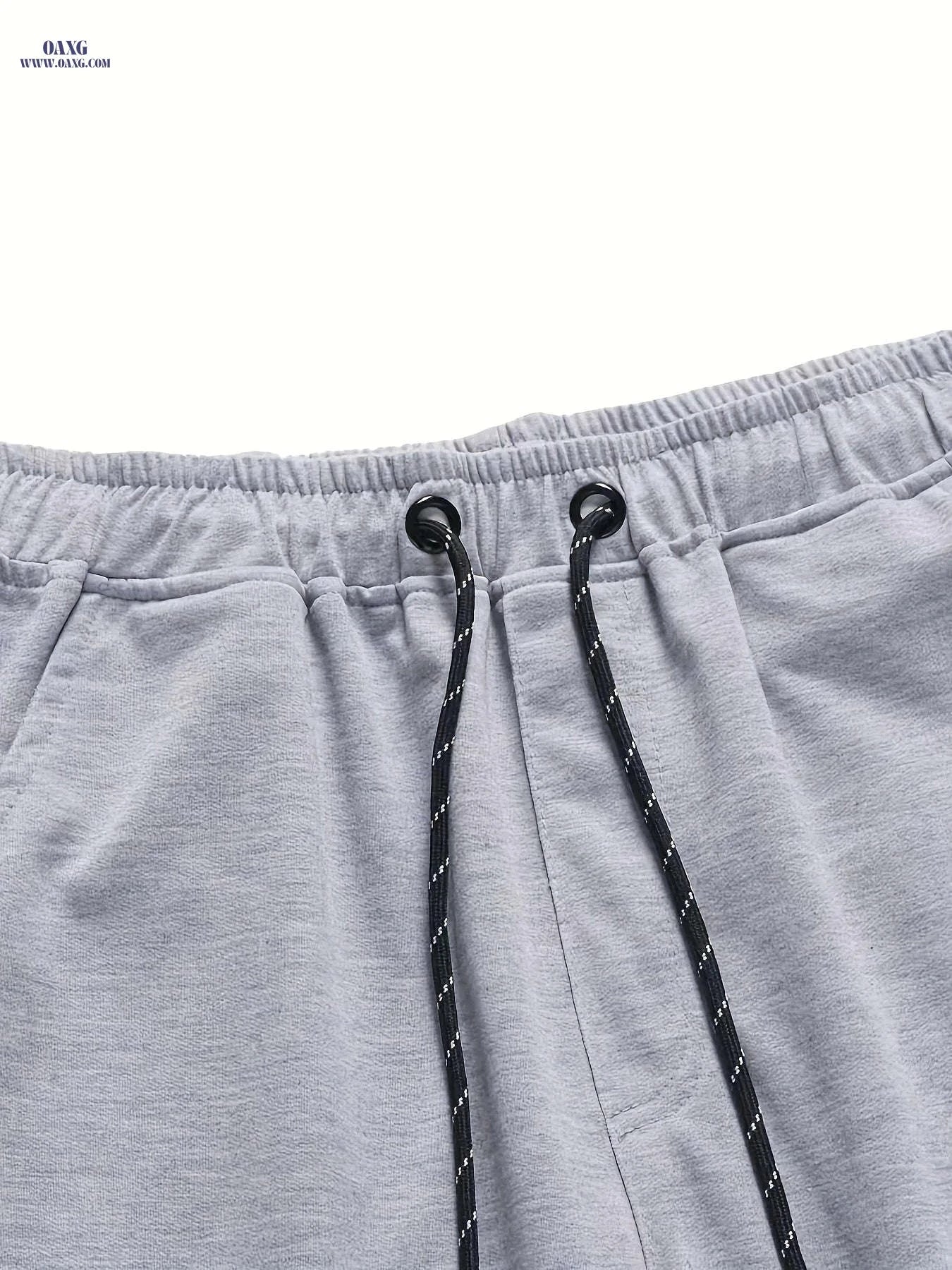 Men's Solid Color Jogger Pants - Elastic Drawstring Waist, Breathable   OAXG 