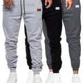 Men's Solid Color Jogger Pants - Elastic Drawstring Waist, Breathable   OAXG Black Plus Light Gray Dark Gray / FR S