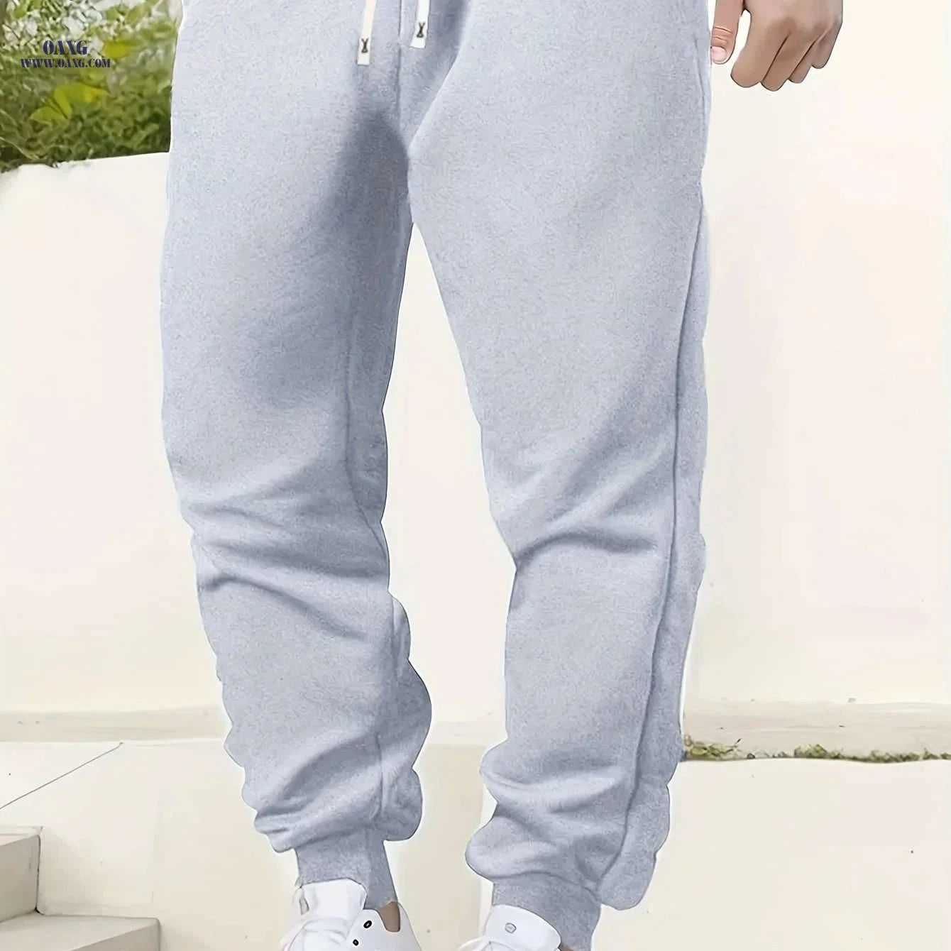 Men's Solid Color Jogger Pants - Elastic Waistband for Comfort   OAXG 