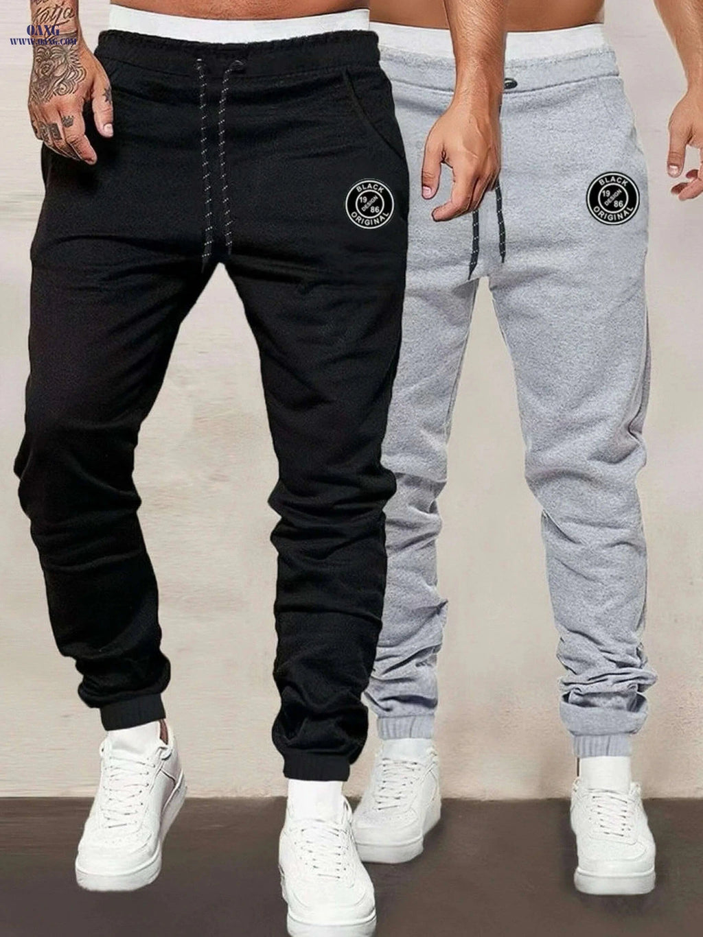 Men's Solid Color Joggers 2-Pack - Classic Athletic Sweatpants   OAXG Black / S