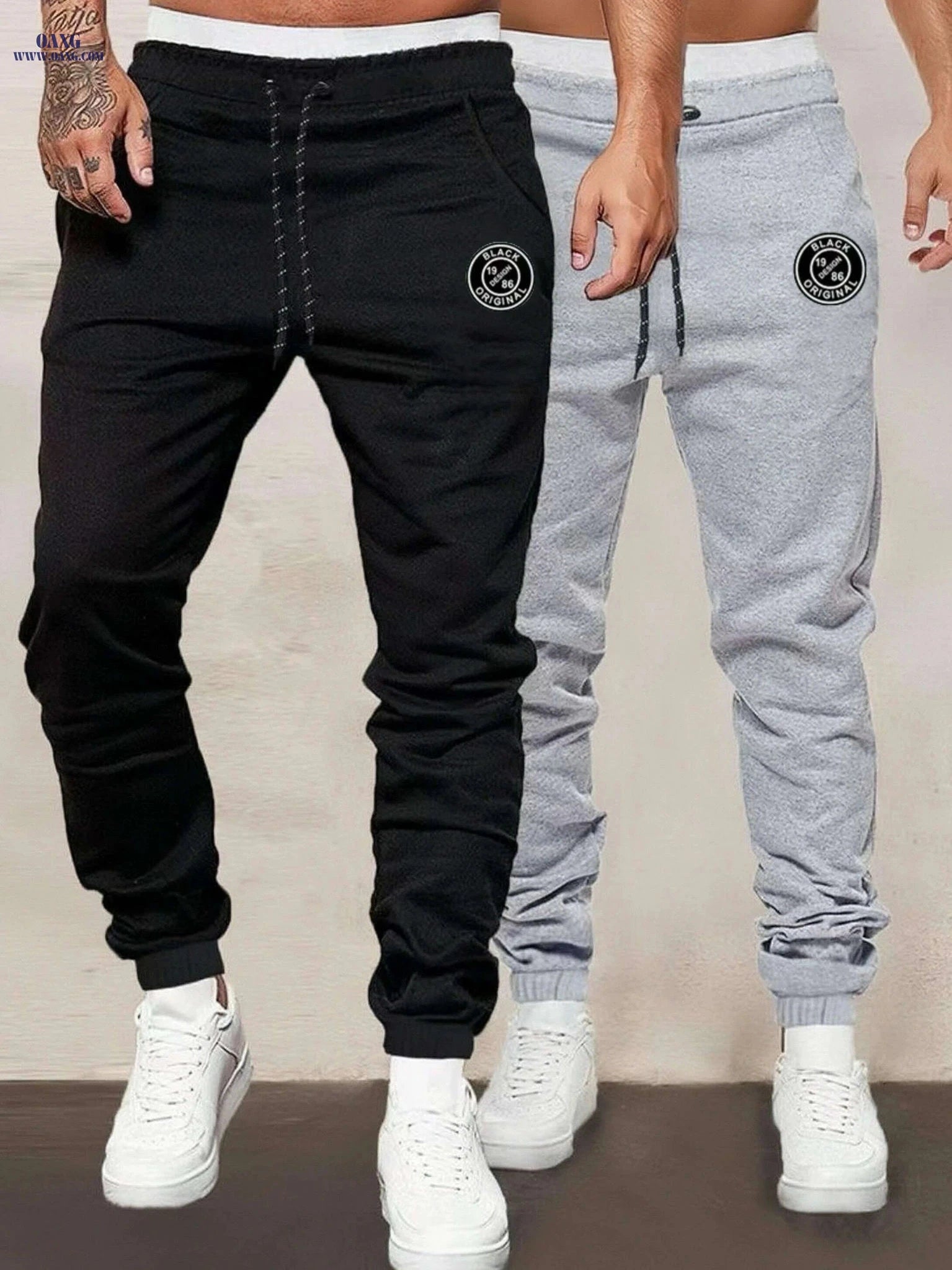 Men's Solid Color Joggers 2-Pack - Classic Athletic Sweatpants   OAXG Black / S