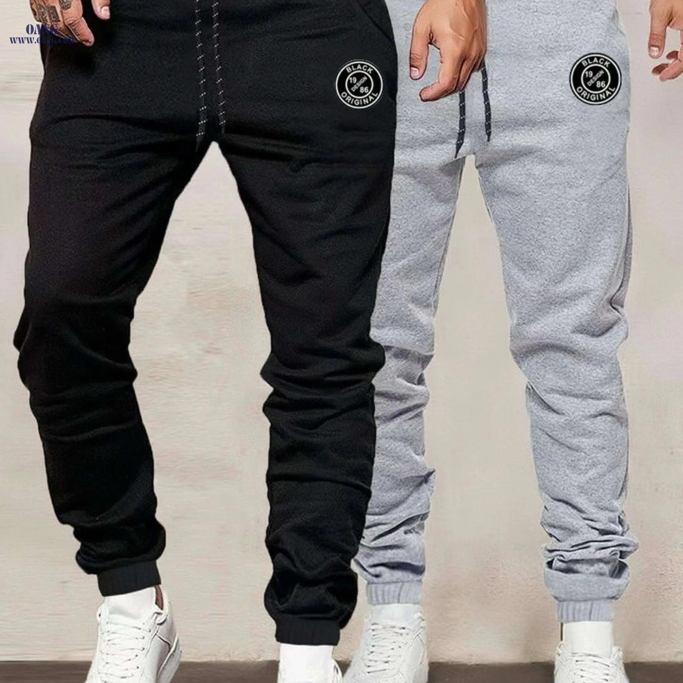 Men's Solid Color Joggers 2-Pack - Classic Athletic Sweatpants   OAXG Black / S