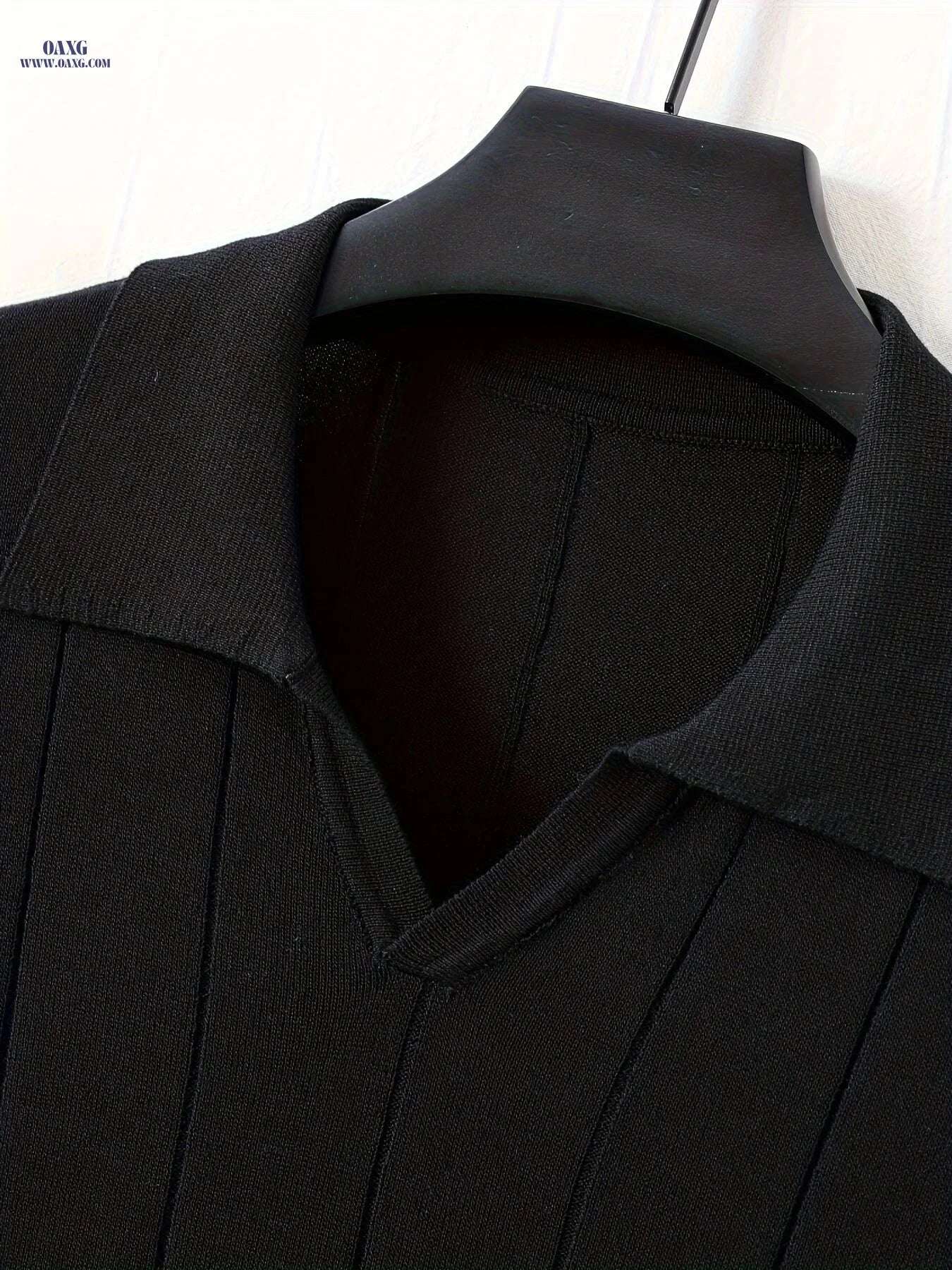 Men’s Solid Color Knitted Polo Shirt - Short Sleeve Casual Workwear   OAXG Black / FR S