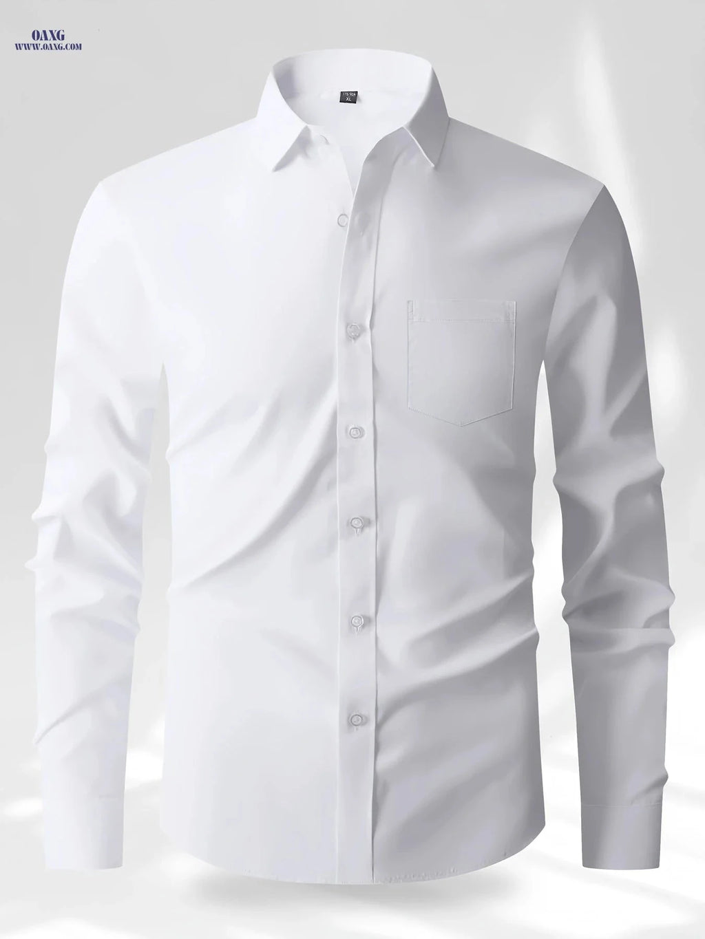 Men's Solid Color Long Sleeve Business Shirt - Versatile & Stylish   OAXG 