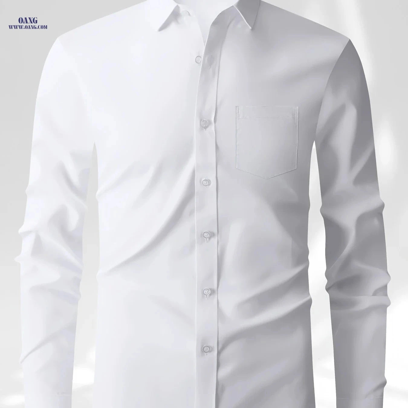 Men's Solid Color Long Sleeve Business Shirt - Versatile & Stylish   OAXG 