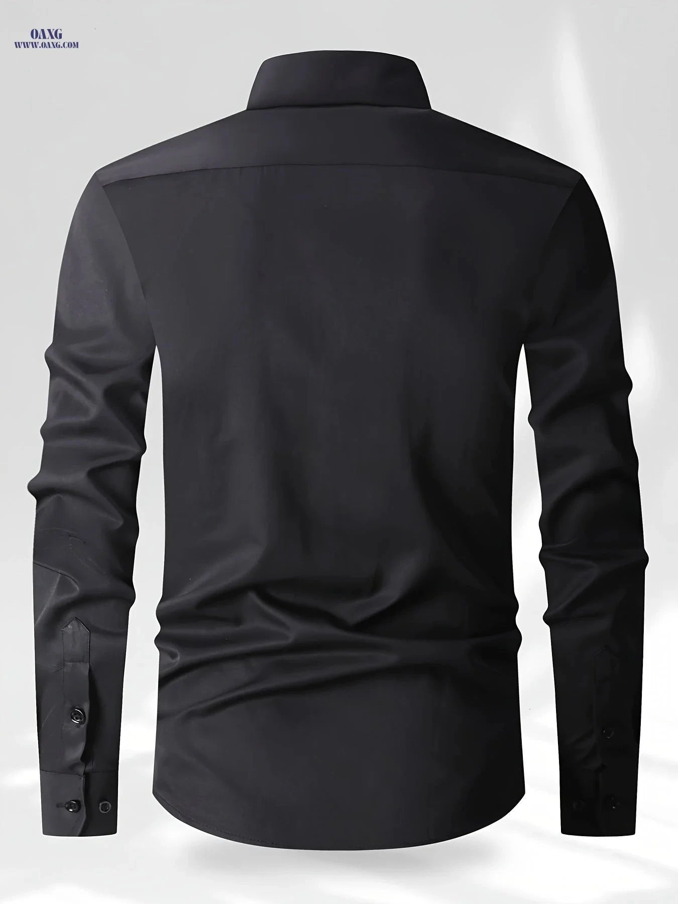 Men's Solid Color Long Sleeve Business Shirt - Versatile & Stylish   OAXG White / FR XXS