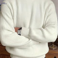 Men's Solid Color Long Sleeve Sweater - Versatile Autumn Knit Top   OAXG 