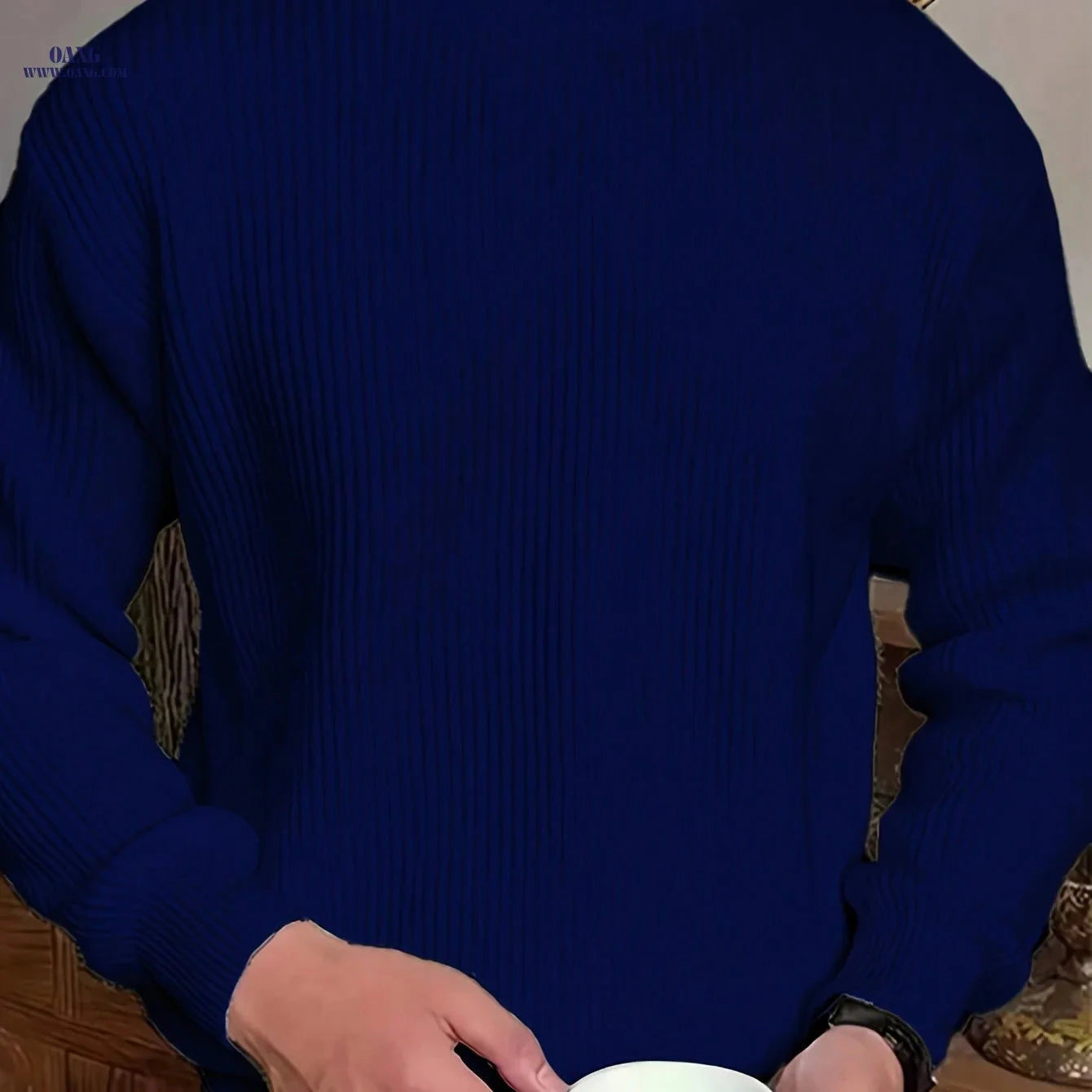 Men's Solid Color Long Sleeve Sweater - Versatile Autumn Knit Top   OAXG White / FR M