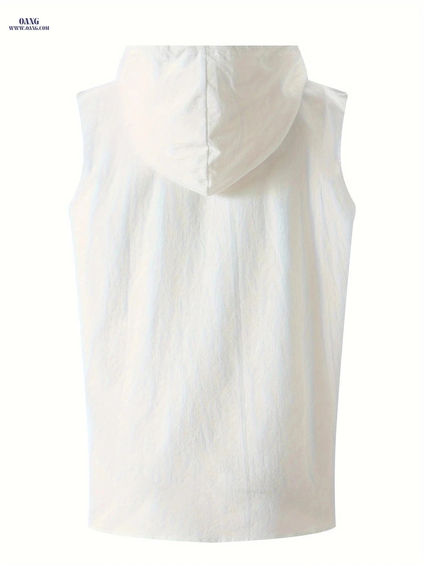 Men’s Solid Color Sleeveless Hoodie - Stylish Cotton Sports Pullover   OAXG 