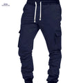 Men's Solid Color Work Pants - Loose Fit, Multi Flap Pockets   OAXG 