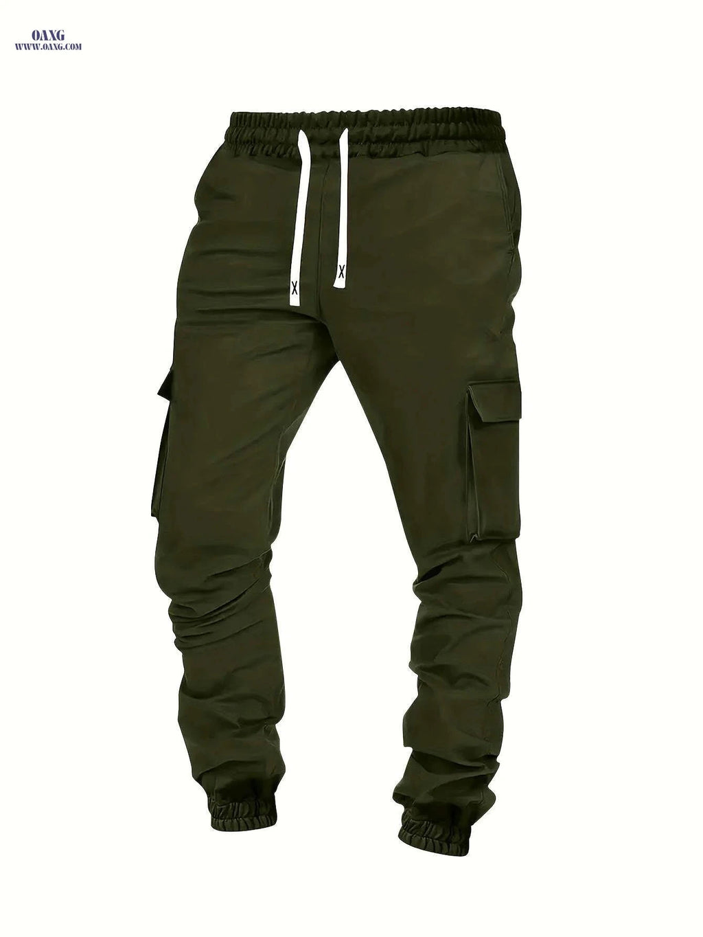 Men's Solid Color Work Pants - Loose Fit, Multi Flap Pockets   OAXG 