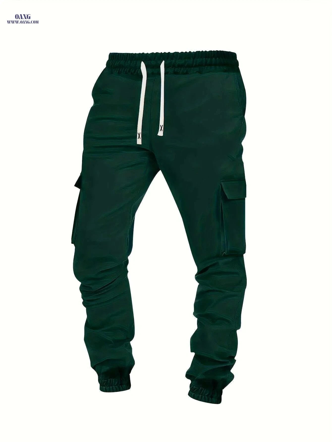 Men's Solid Color Work Pants - Loose Fit, Multi Flap Pockets   OAXG 