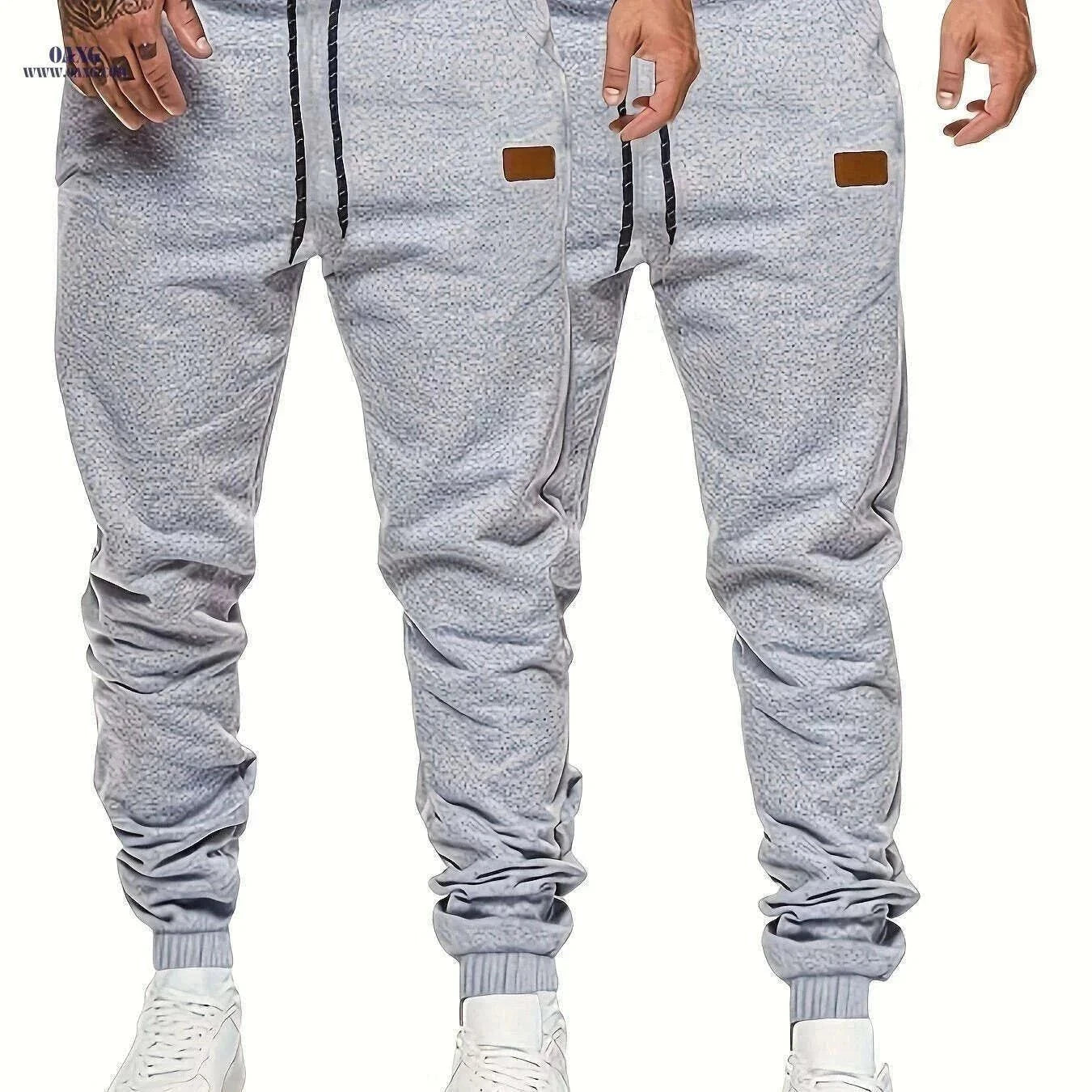 Men's Solid Drawstring Sweatpants - Casual Stretch Joggers for Men   OAXG Light Grey / S