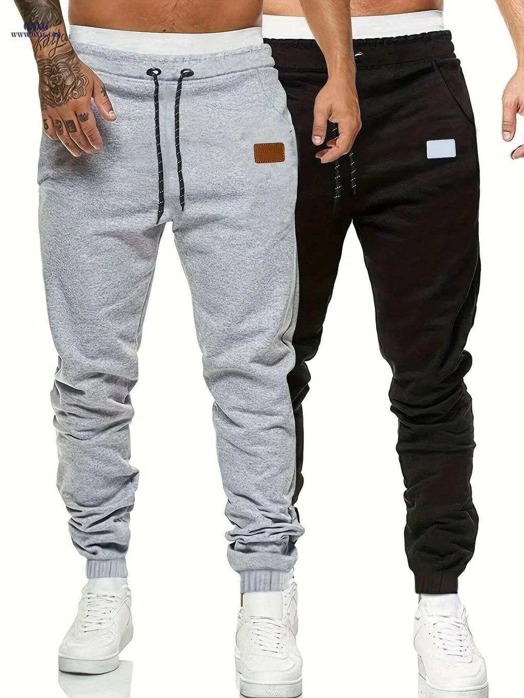 Men's Solid Drawstring Sweatpants - Casual Stretch Joggers for Men   OAXG Light Grey / S