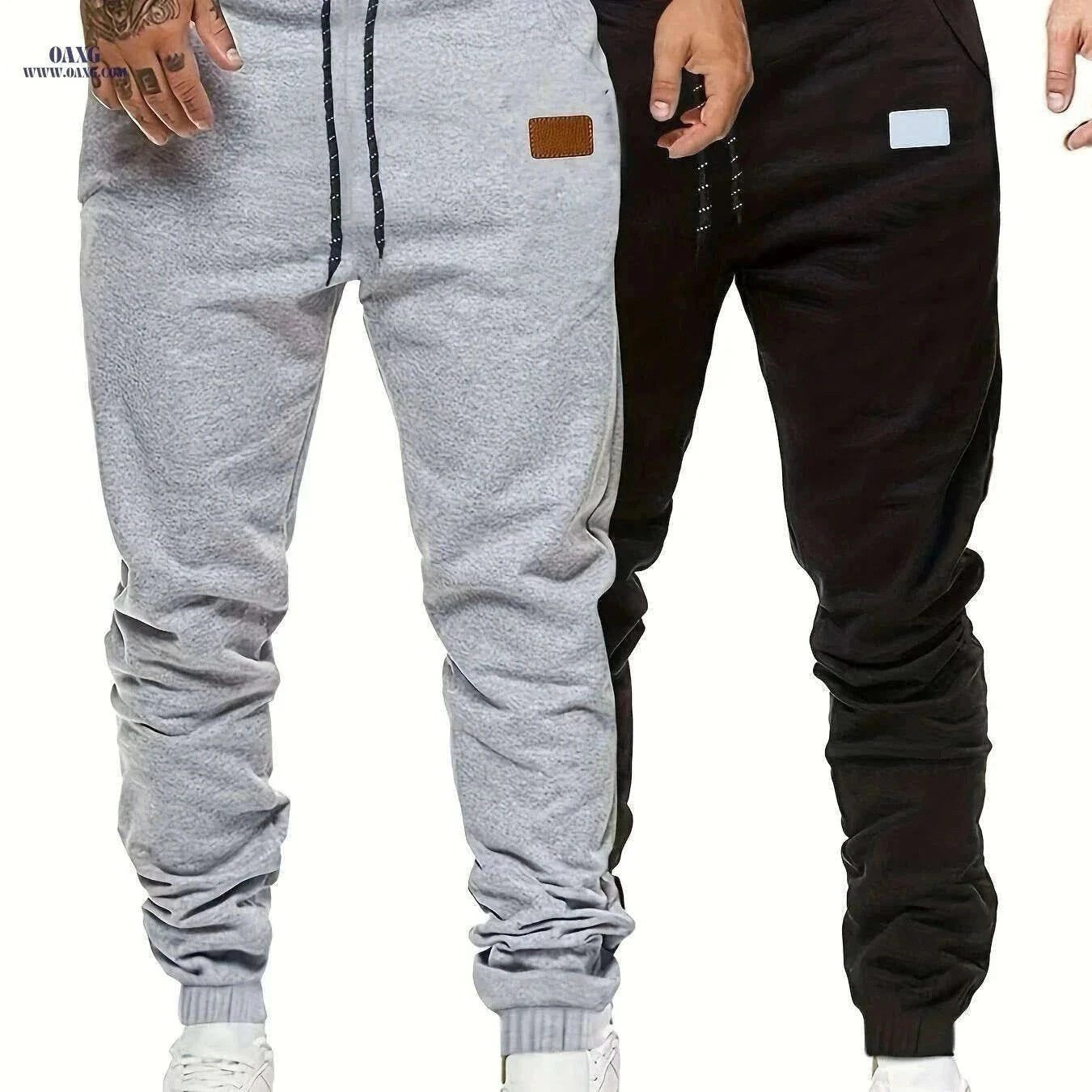 Men's Solid Drawstring Sweatpants - Casual Stretch Joggers for Men   OAXG Light Grey / S