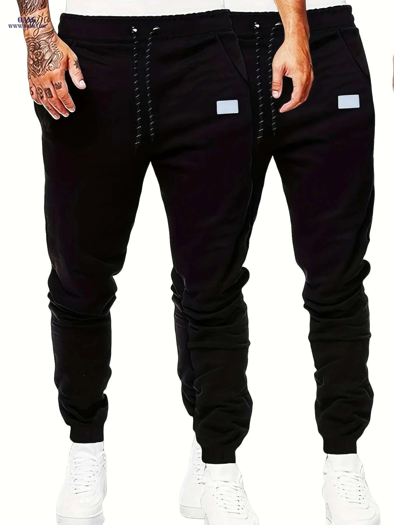 Men's Solid Drawstring Sweatpants - Casual Stretch Joggers for Men   OAXG Light Grey / S