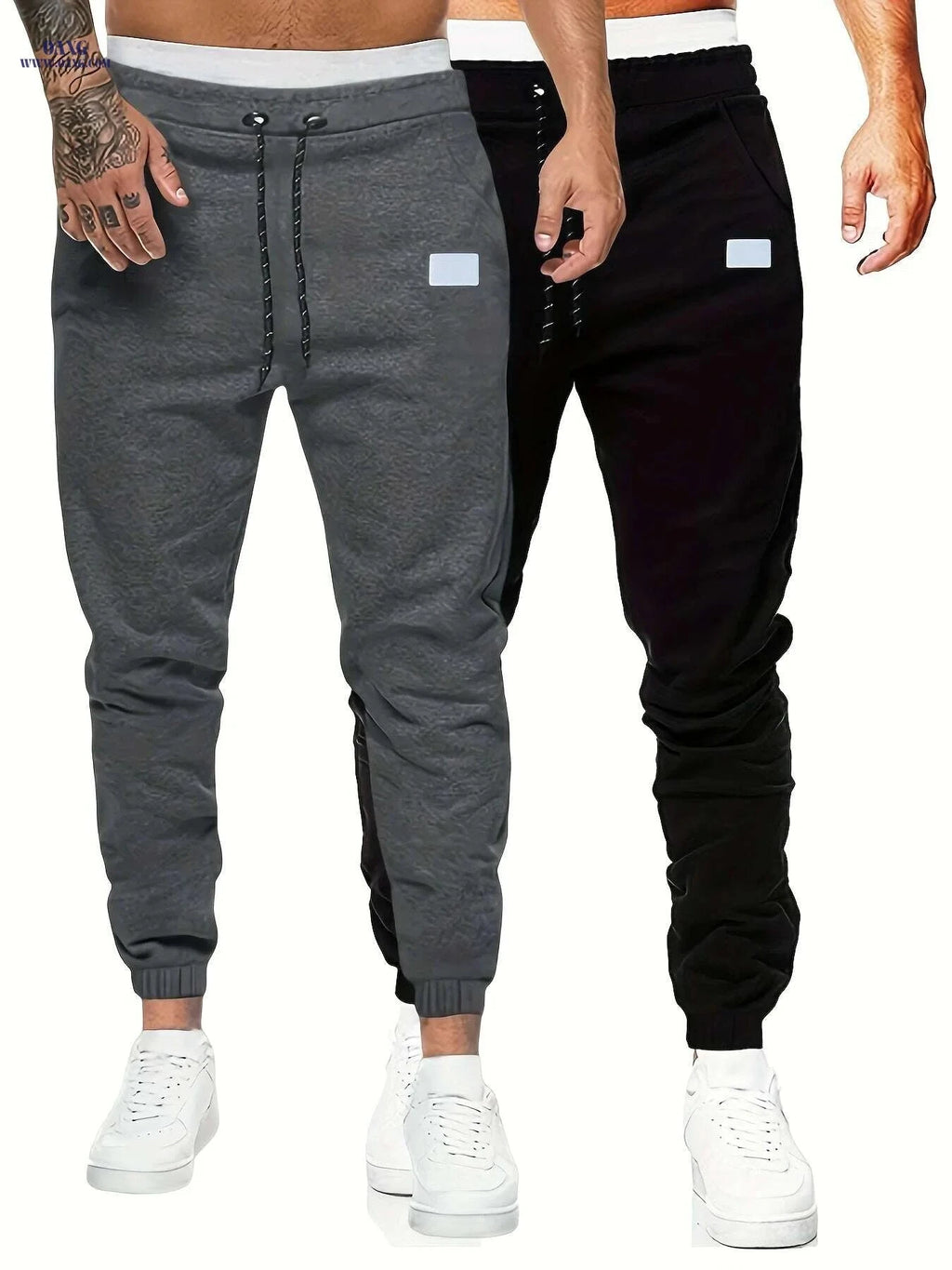 Men's Solid Drawstring Sweatpants - Casual Stretch Joggers for Men   OAXG Light Grey / S
