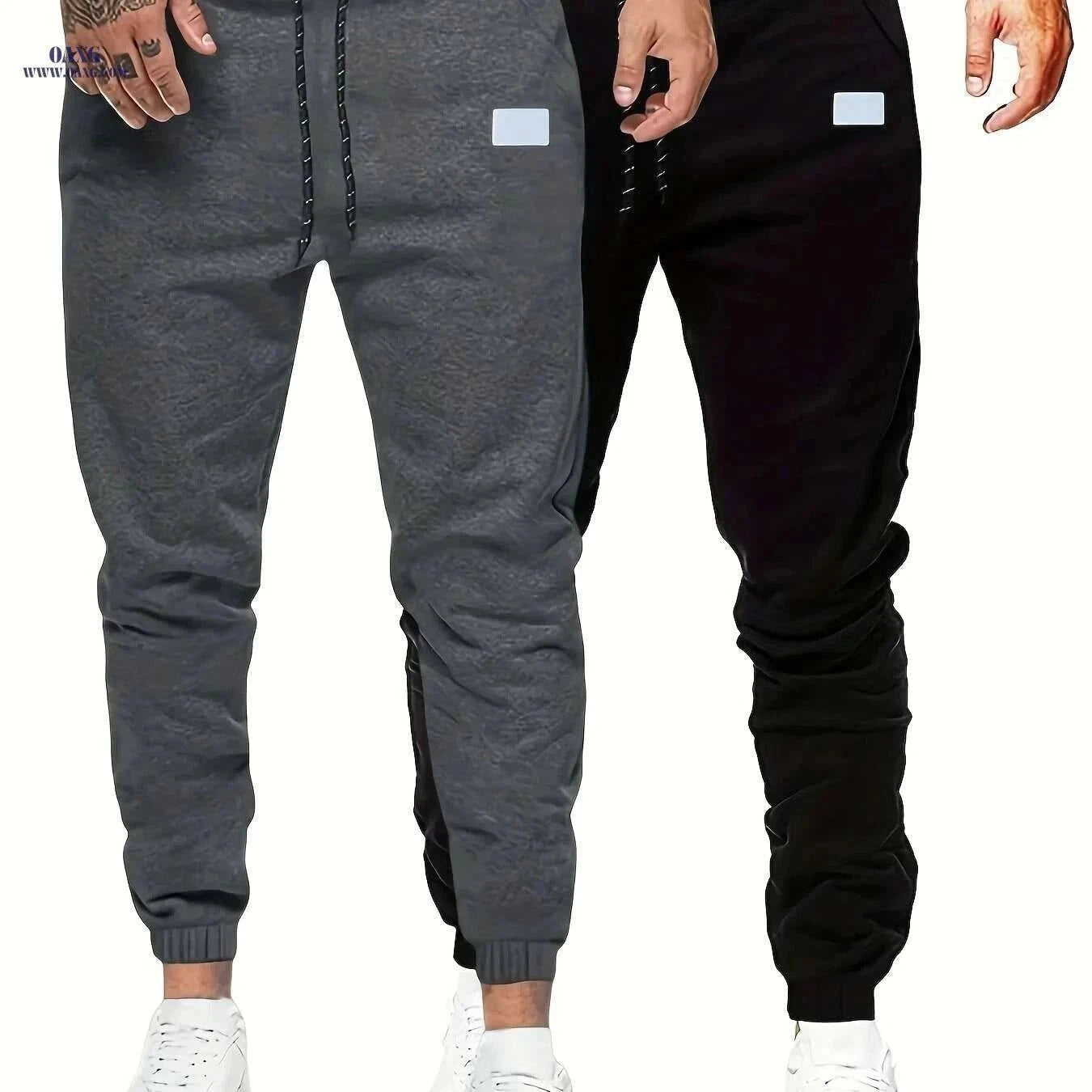 Men's Solid Drawstring Sweatpants - Casual Stretch Joggers for Men   OAXG Light Grey / S