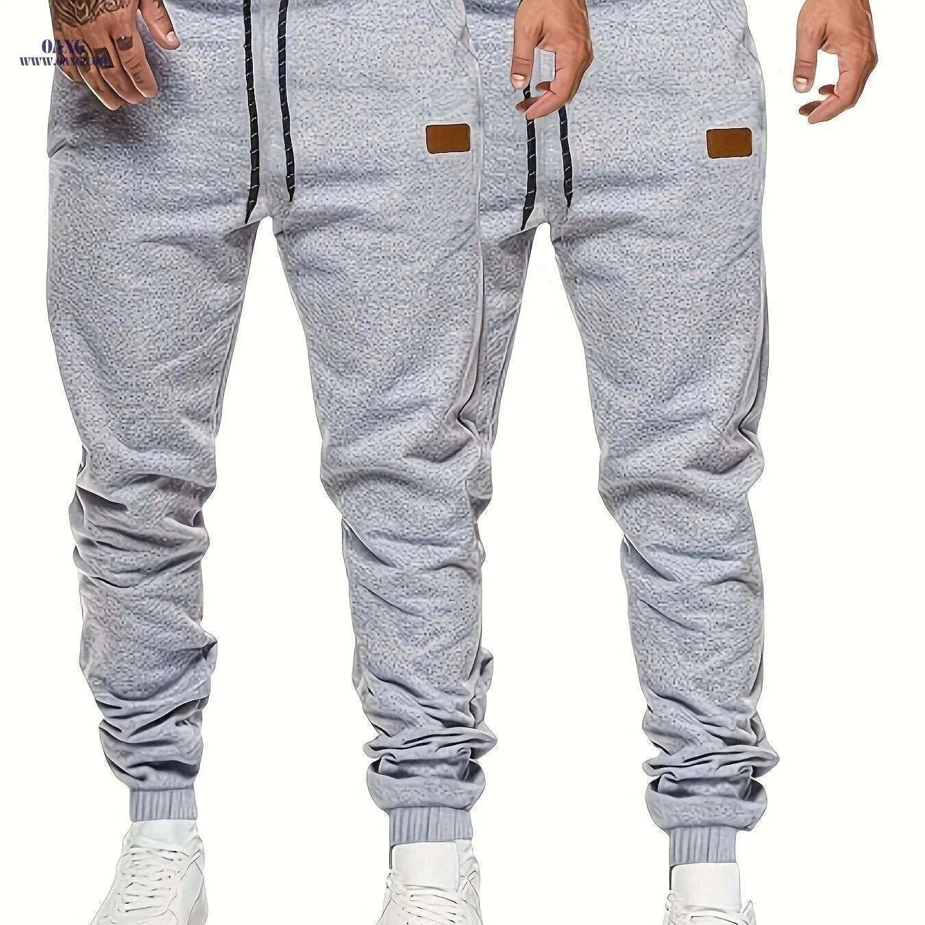 Men's Solid Drawstring Sweatpants - Casual Stretch Joggers for Men   OAXG Light Grey / S
