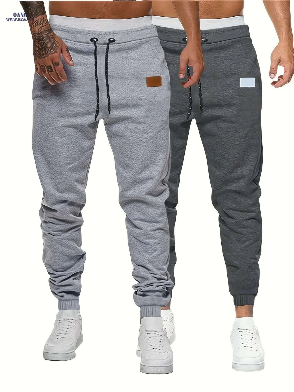 Men's Solid Drawstring Sweatpants - Casual Stretch Joggers for Men   OAXG Light Grey / S