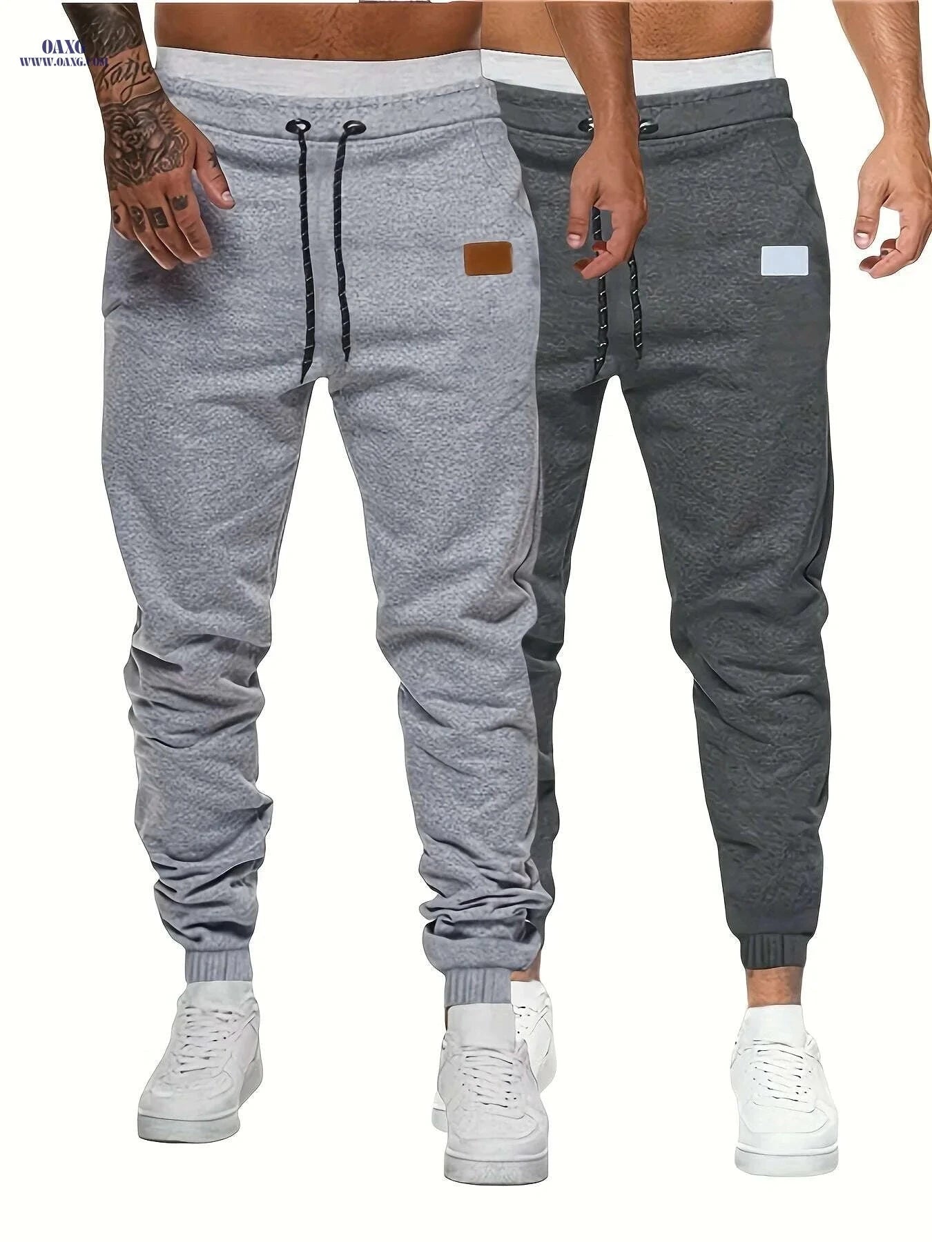 Men's Solid Drawstring Sweatpants - Casual Stretch Joggers for Men   OAXG Light Grey / S