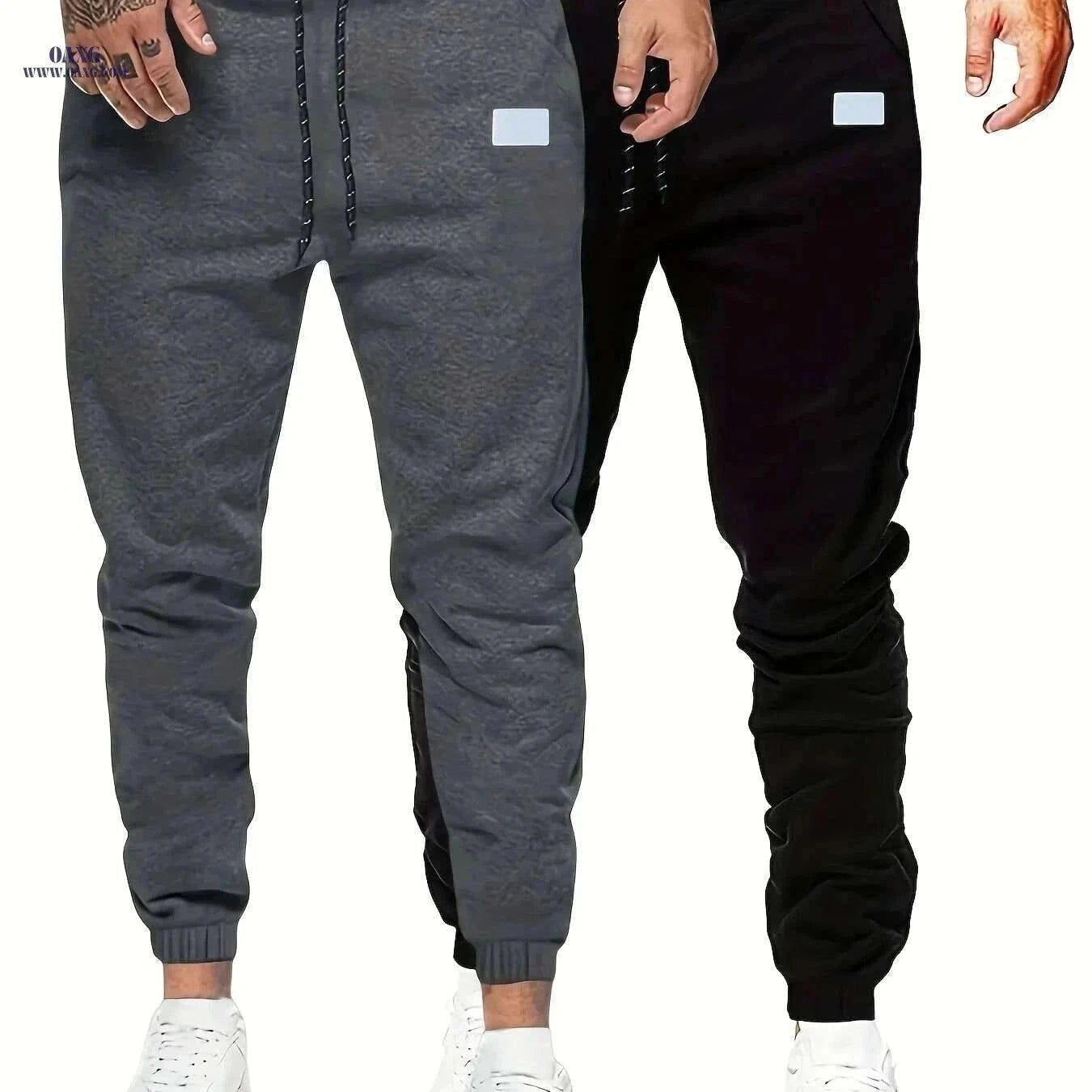 Men's Solid Drawstring Sweatpants - Casual Stretch Joggers for Men   OAXG Light Grey / S
