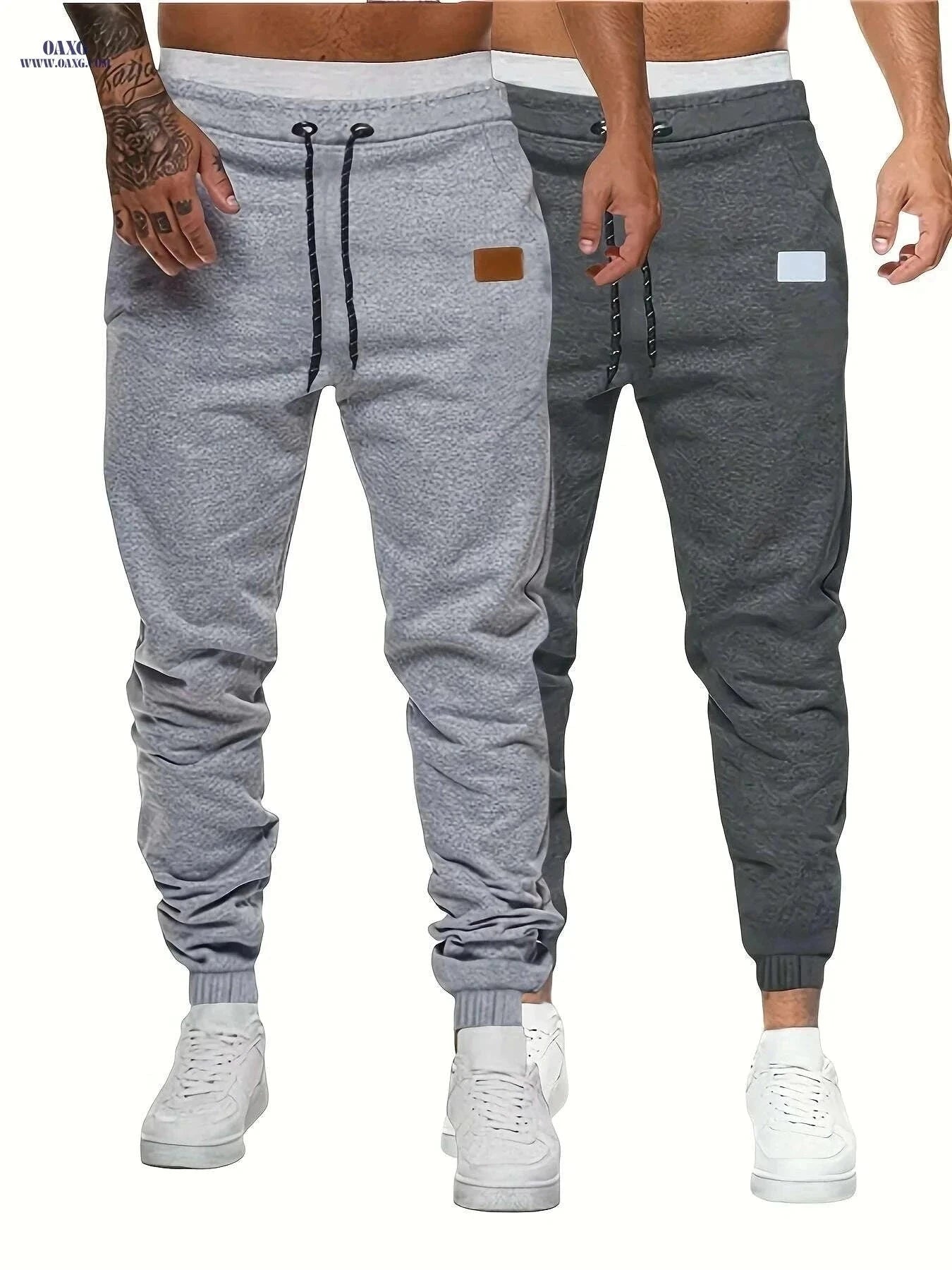 Men's Solid Drawstring Sweatpants - Casual Stretch Joggers for Men   OAXG Light Grey / S