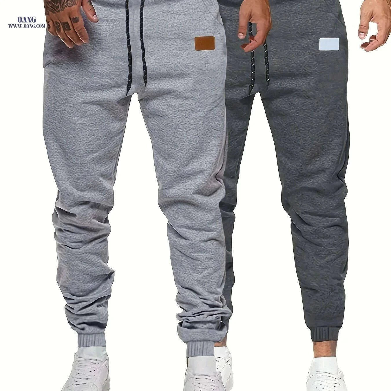 Men's Solid Drawstring Sweatpants - Casual Stretch Joggers for Men   OAXG Light Grey / S