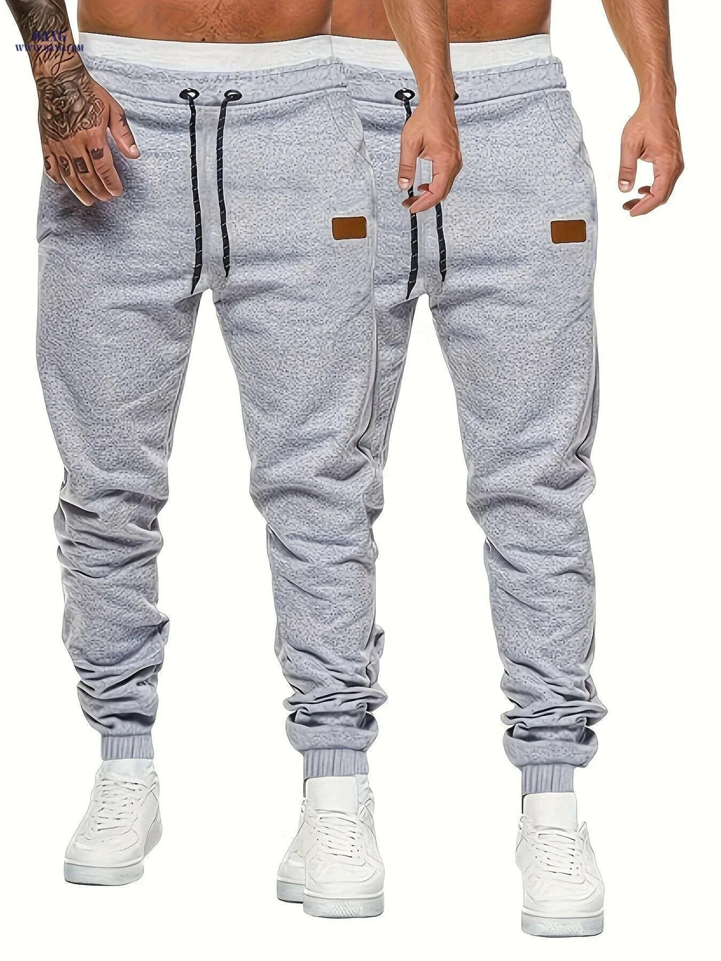 Men's Solid Drawstring Sweatpants - Casual Stretch Joggers for Men   OAXG Light Grey / S