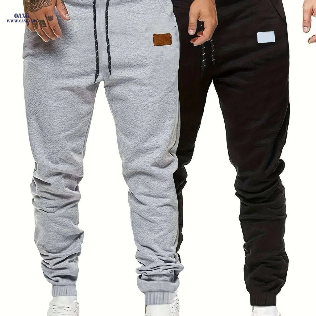 Men's Solid Drawstring Sweatpants - Casual Stretch Joggers for Men   OAXG Light Grey / S