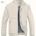 Men's Solid Stand Collar Jacket - Casual Spring Fall Zip-up   OAXG Beige / FR L