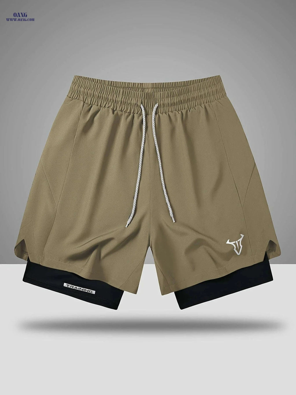 Men's Sports Shorts - Regular Fit, Geometric Pattern, Stretch Fabric   OAXG 