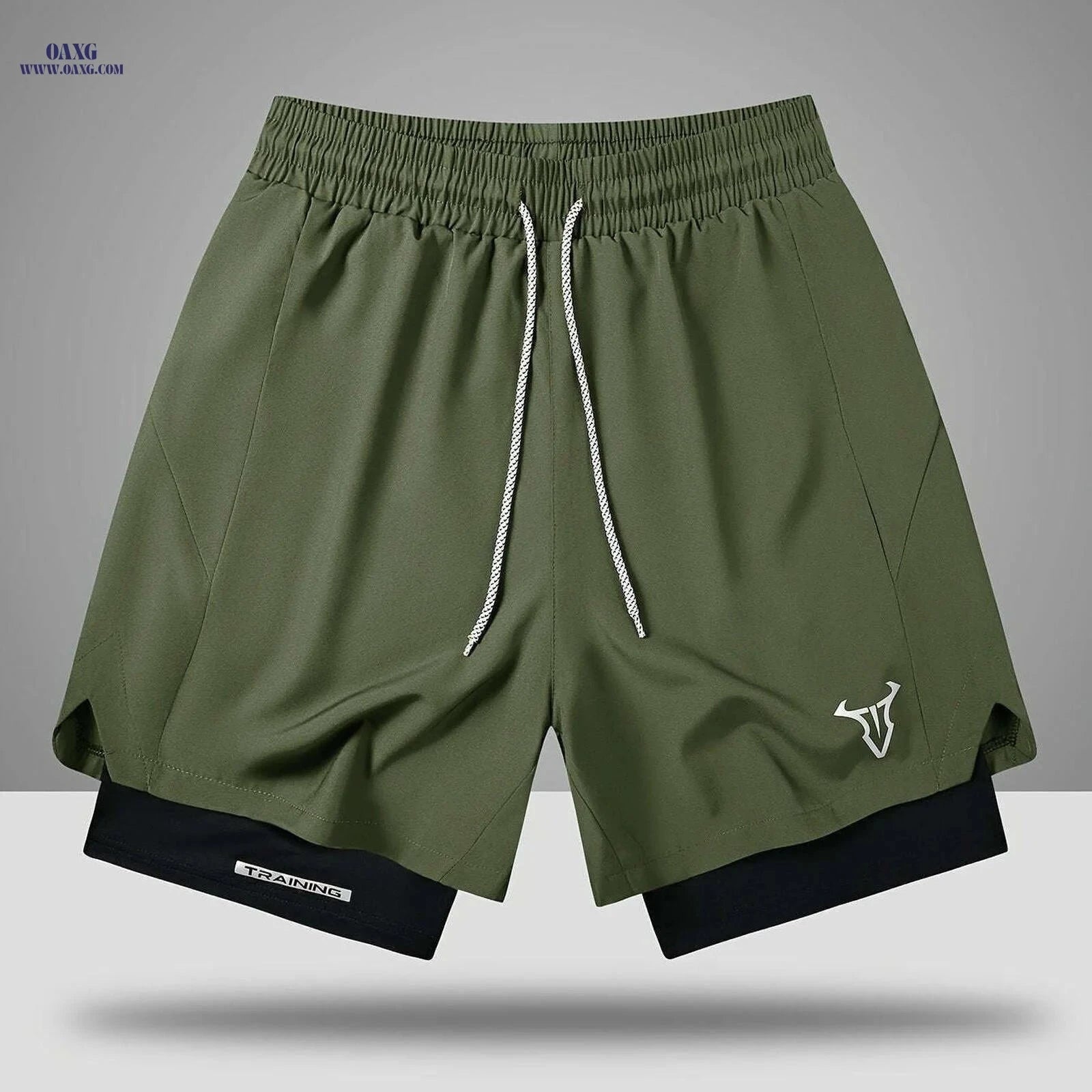 Men's Sports Shorts - Regular Fit, Geometric Pattern, Stretch Fabric   OAXG 