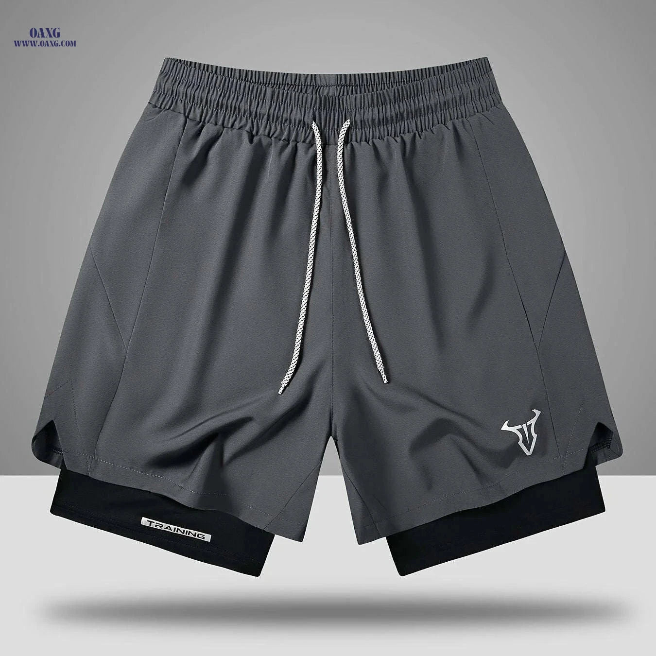 Men's Sports Shorts - Regular Fit, Geometric Pattern, Stretch Fabric   OAXG 