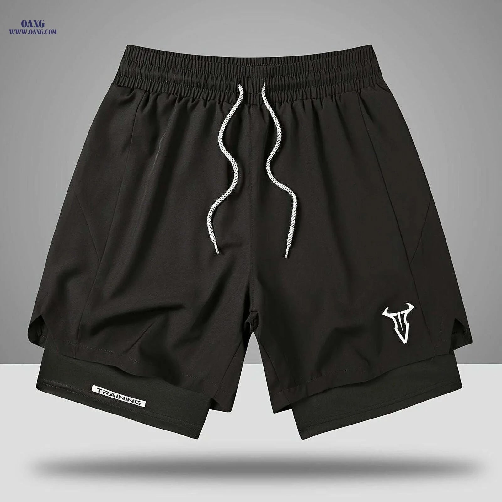 Men's Sports Shorts - Regular Fit, Geometric Pattern, Stretch Fabric   OAXG 