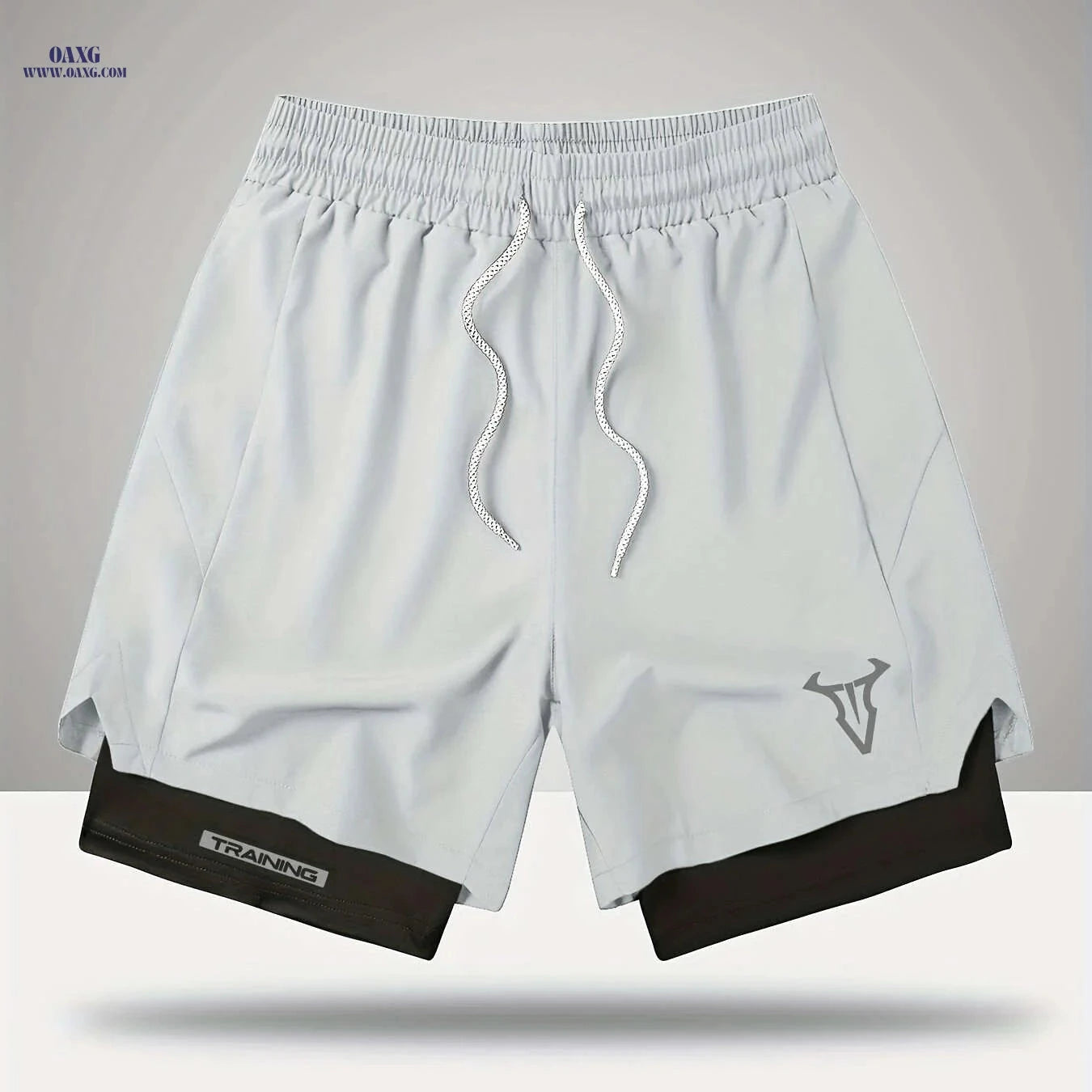 Men's Sports Shorts - Regular Fit, Geometric Pattern, Stretch Fabric   OAXG 