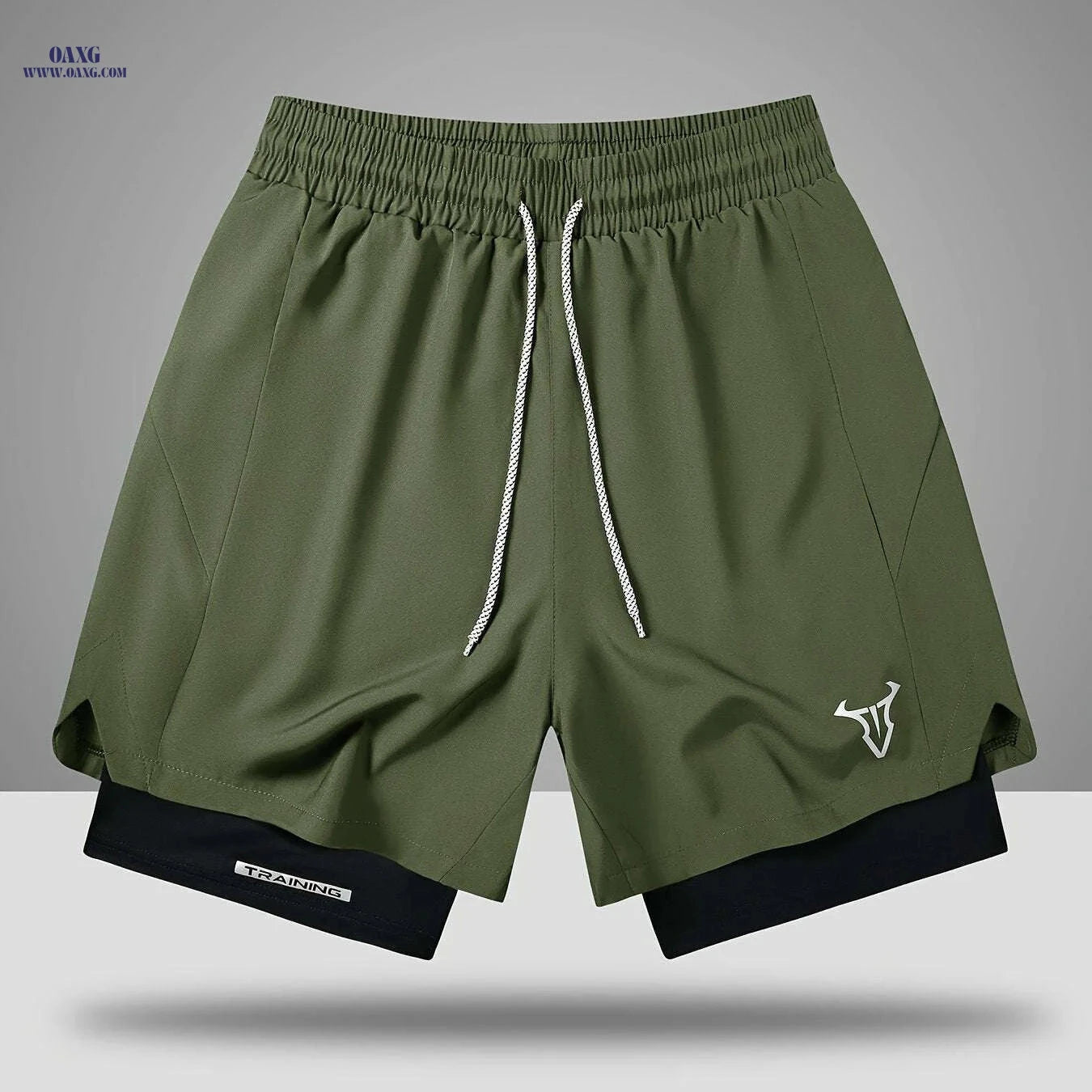 Men's Sports Shorts - Regular Fit, Geometric Pattern, Stretch Fabric   OAXG 