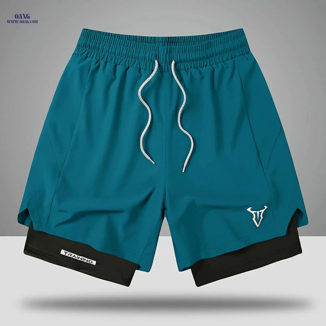 Men's Sports Shorts - Regular Fit, Geometric Pattern, Stretch Fabric   OAXG 