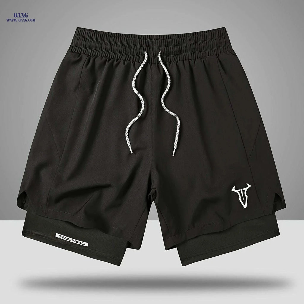 Men's Sports Shorts - Regular Fit, Geometric Pattern, Stretch Fabric   OAXG Black / FR S