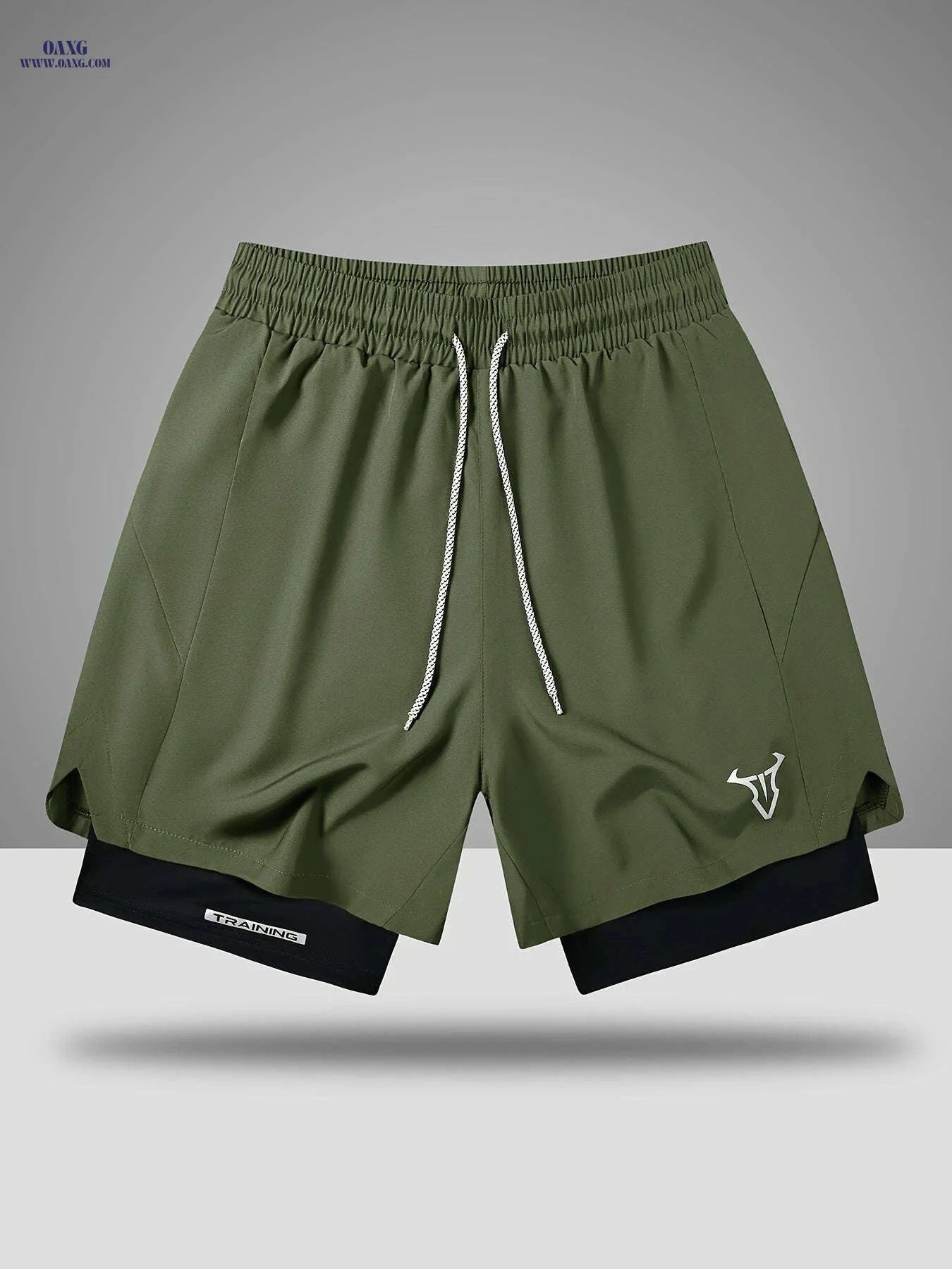 Men's Sports Shorts - Regular Fit, Geometric Pattern, Stretch Fabric   OAXG Black / FR S