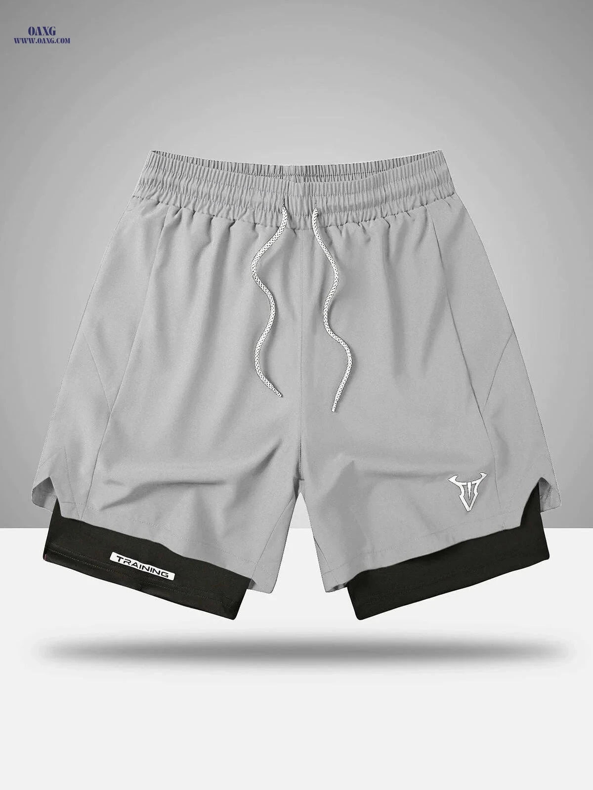 Men's Sports Shorts - Regular Fit, Geometric Pattern, Stretch Fabric   OAXG Black / FR S